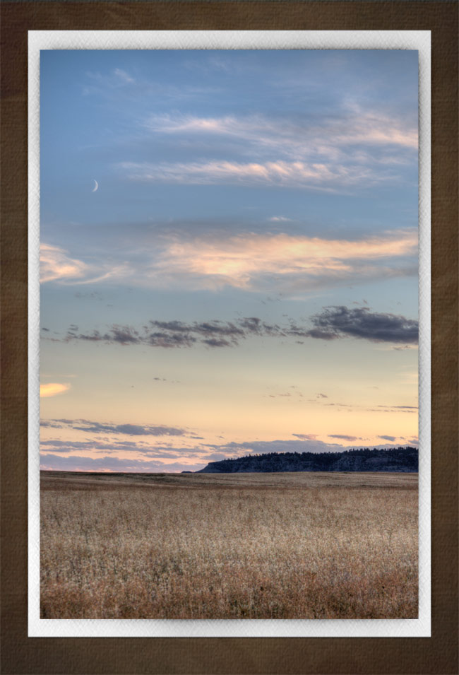 365G-065 Crescent Moon Over Wheat Field